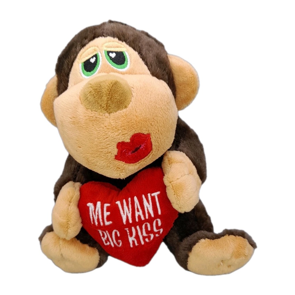 Valentine's Day Monkey Plush 7" The Petting Zoo "Me Want Big Kiss" Stuffed Toy
